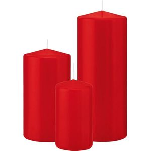 Trend Candles - Stompkaarsen set 6x Stuks Rood 12-15-20 cm