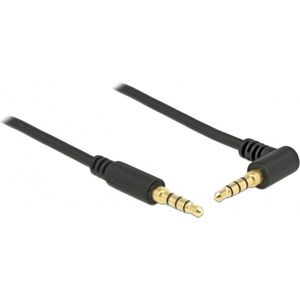 3,5mm Jack 4-polig audio/video slim kabel met extra ruimte AWG24 - haaks / zwart - 2 meter