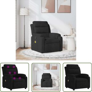 The Living Store Massagestoel verstelbaar fluweel zwart - Massagestoel - Relaxstoel - Loungestoel - Fluweel - Zwarte Stoel