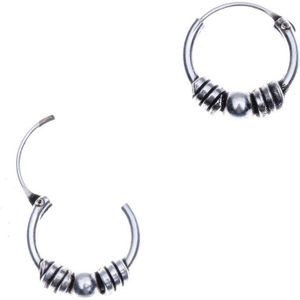 Oorbellen dames | Oorring/oorringen | Zilveren Bali hoops spiralen en bolletje, 12 mm | WeLoveSilver