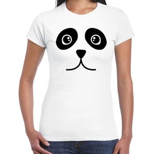 Panda / pandabeer gezicht verkleed t-shirt wit voor dames - Carnaval fun shirt / kleding / kostuum L