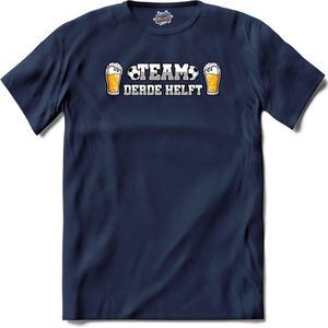 Team derde helft- Oranje elftal WK / EK voetbal kampioenschap - bier feest kleding - grappige zinnen, spreuken en teksten - T-Shirt - Heren - Navy Blue - Maat XXL