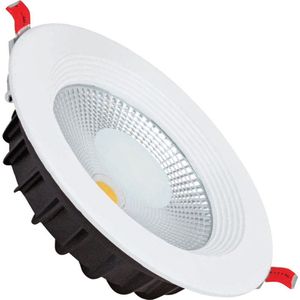 LED Downlight - Inbouw Rond 20W - Helder/Koud Wit 6400K - Mat Wit Aluminium - Ø195mm