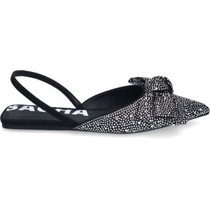 Sacha - Dames - Zwarte strass slingbacks met strik - Maat 40