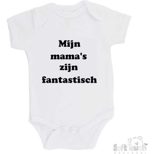 Soft Touch Romper ""Mijn mama's zijn fantastisch"" Unisex Katoen Wit/zwart Maat 62/68