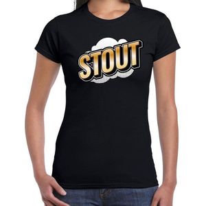 Fout Stout t-shirt in 3D effect zwart voor dames - fout fun tekst shirt / outfit - popart XS