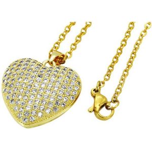 Amanto Ketting Elief Gold - 316L Staal - Hart - 23x22mm - 45cm