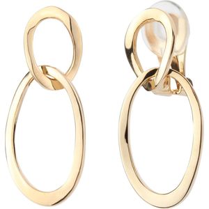 Traveller Clip Oorbellen - Oorclips Dames - Hangers - Goud - Schakels - Dubbele Ovaal - 22kt Verguld - 33 x 15 mm - 157230