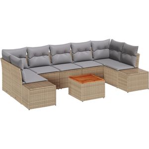 vidaXL - 8-delige - tuinbankset - met - kussens - beige - poly - rattan - acacia