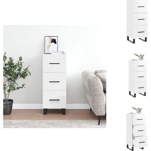 vidaXL Dressoir Moderne - Bijzetkast 3 Lades - 34.5 x 34 x 90 cm - Hoogglans Wit - Keukenkast