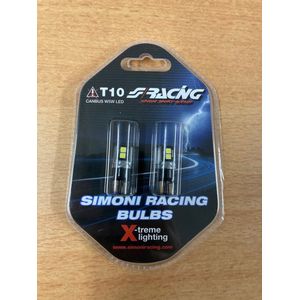 Simoni Racing T10 6-LED Lampen 'Canbus No-Polarity' - High Brightness Superwhite - Set à 2 stuks