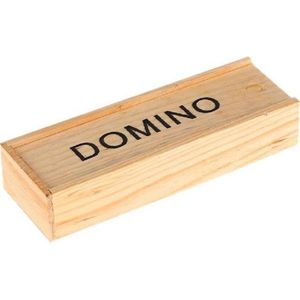 Domino spel in houten kistje - 28 Dominostenen
