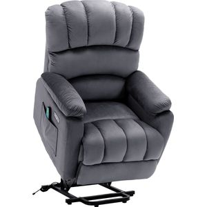 Merax Elektrisch Sta-op Stoel - Luxe Massagestoel met Verwarming - Elektrische Sta Op Fauteuil - Grijs
