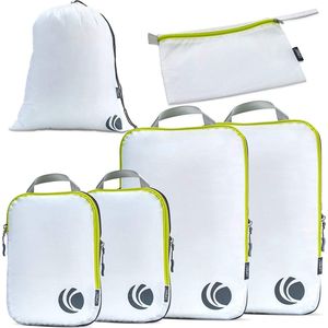 Compressieverpakkingskubussenset, ultralichte uitbreidbare reistasorganizer voor handbagage, wit (6 stuks