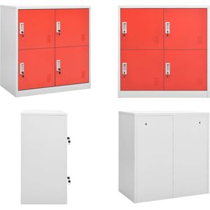 vidaXL Lockerkast 90x45x92-5 cm staal lichtgrijs en rood - Lockerkast - Lockerkasten - Locker Kast - Locker Kasten