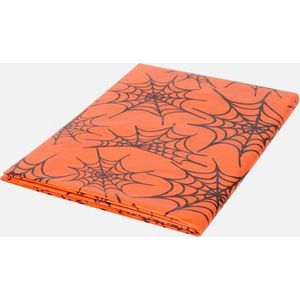 Totally Halloween | Tafelkleed | Spinnenwebben | Oranje - Zwart | 140 x 180 cm