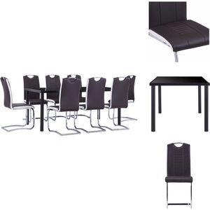 vidaXL Eetset - Eetsets - Eettafel En Stoel - Eettafels En Stoelen - 9-delige Eethoek kunstleer bruin