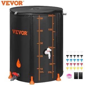 Mila Shop Regenton - Opvouwbaar - 53/100 Gal - Pvc - Regenwateropvangsysteem met grote capaciteit - Met tap en overloop - Tuin - Zwart