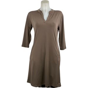Angelle Milan – Travelkleding voor dames – Bruine Effen Jurk – Ademend – Kreukherstellend – Duurzame jurk - In 5 maten - Maat XL