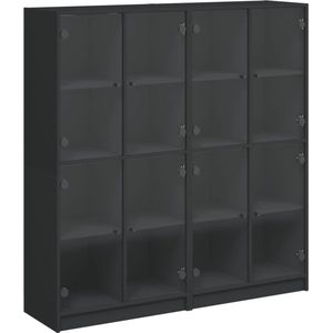 vidaXL-Boekenkast-met-deuren-136x37x142-cm-bewerkt-hout-zwart