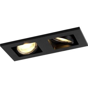 QAZQA qure - Moderne Inbouwspot - 2 lichts - L 19 cm - Zwart - Woonkamer | Slaapkamer | Keuken