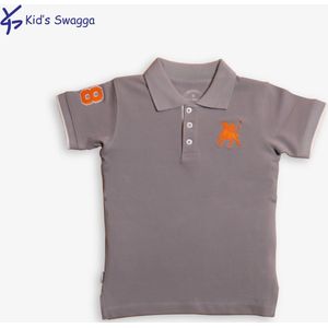 Comfort & Care Apparel | Kinder polo shirt | Grijs oranje | Maat 98