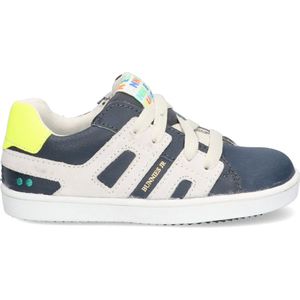 BunniesJR 223322-529 Jongens Lage Sneakers - Blauw/Beige - Leer - Veters