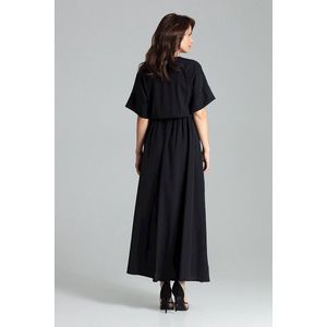 Zwarte Lange Kimono Mouwen Jurk