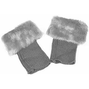 Laars Manchetten – Imitatiebont – Lichtgrijs – Onesize – Dames beenwarmers – Furry Boot