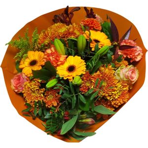 Boeket Biedermeier Large Orange ↨ 45cm - bloemen - boeket - boeketje - bloem - droogbloemen - bloempot - cadeautje