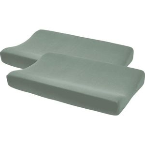 Meyco Baby Uni aankleedkussenhoes - 2-pack - forest green - 50x70cm