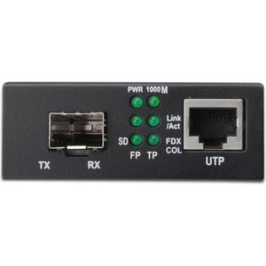 Digitus RJ45 / SFP netwerk media converter 1000 Mbit/s Zwart