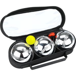 Get & Go Jeu de Boules Set III - 3 Ballen - Chroom/Zwart