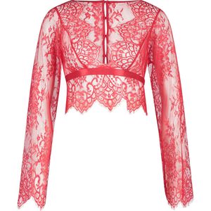 Hunkemöller Dames Nachtmode Top Allover Lace - Rood - maat 2XS