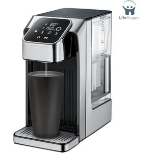 LifeStages - Warmwaterdispenser - Turbo Heet Water Dispenser - Heet Water In Enkele Seconden 40-100°C - 2600 Watt - Extra Groot Waterreservoir Van 4 Liter - Directe Keuzeknop Voor Babyvoeding 37°C - Energiebesparend - HW 1660 - Zwart