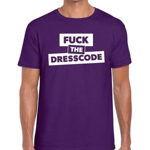 Toppers Fuck the dresscode tekst t-shirt paars heren - heren shirt Fuck the dresscode XL