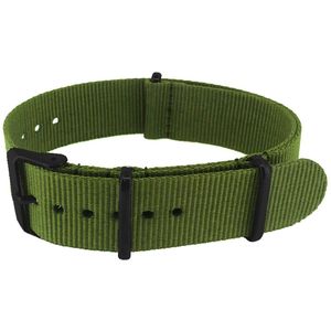 NATO Horlogeband G10 Military Nylon Strap - Original NATOS.com® - Legergroen - Zwart Staal 20mm