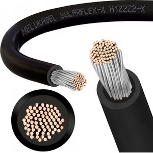 Zwarte Zonnekabel solar kabel voor Fotovoltaïsche Systemen 6mm² - SOLARFLEX-X H1Z2Z2-K Gemaakt in Duitsland