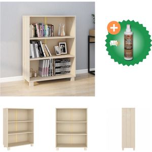 vidaXL Boekenkast HAMAR 85x35x112 cm massief grenenhout honingbruin - Kast - Inclusief Houtreiniger en verfrisser