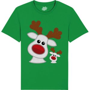 Rendier Buddies - Foute Kersttrui Kerstcadeau - Dames / Heren / Unisex Kleding - Grappige Kerst Outfit - Knit Look - T-Shirt - Unisex - Kelly Groen - Maat 3XL