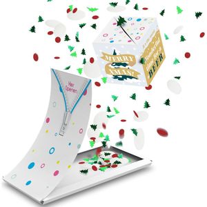 Boemby - Exploderende Confettikubus - Kerst Cadeautje - Kerstkaart - Brievenbus Cadeau - Kerstbal kubus - Origineel en Uniek