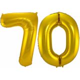 Folat Folie ballonnen - 70 jaar cijfer - goud - 86 cm - leeftijd feestartikelen