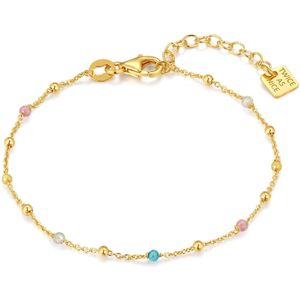 Twice As Nice Armband in 18kt verguld zilver, gekleurde stenen 19 cm