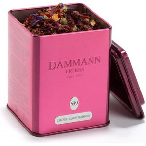Dammann Frères- Carcadet passion framboise blikje n° 539 - 100 gram losse vruchtenthee rozenbottel- hibiscus - Volstaat voor 40 kopjes thee zonder theïne