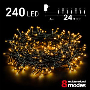 Kerstverlichting buiten - 24 meter 240 LED - Warm Wit - 8 modi - Lichtsnoer - IP44 Stekker - Kerstboomverlichting - geschikt voor binnen en buiten - kerstverlichting led