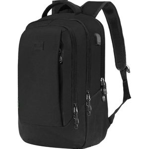 Goloni Laptop Rugzak zwart - 15.6 inch - Laptop Rugtas - Schooltas - Heren en Dames - Spatwaterdicht - Reisrugzakken met USB-oplaadpoort