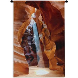 Wandkleed Antelope Canyon - Zonlicht door de smalle spleten van de Antelope Canyon Wandkleed katoen 120x180 cm - Wandtapijt met foto XXL / Groot formaat!