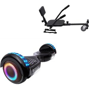 E-Mobility Rentals Hoverboard Met Hoverkart Comfort Zwart - Regular Zwart - Standard Afstand - 6.5'' Wielen - Oxboard - 15kmh - Bluetooth Speakers - LED Verlichting - UL2272 Gecertificeerd - Anti lek banden - Cadeau voor Kinderen, Tieners en Volwasse