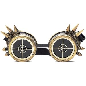 KIMU Goggles Steampunk Bril Spikes Radar - Brons Montuur - Bronzen Burning Man Halloween Festival