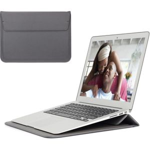 2-in-1 Laptopsleeve 10 tot 12 inch - Vegan Leer - Laptophoes Heren - Laptop Tas Sleeve met Standaard